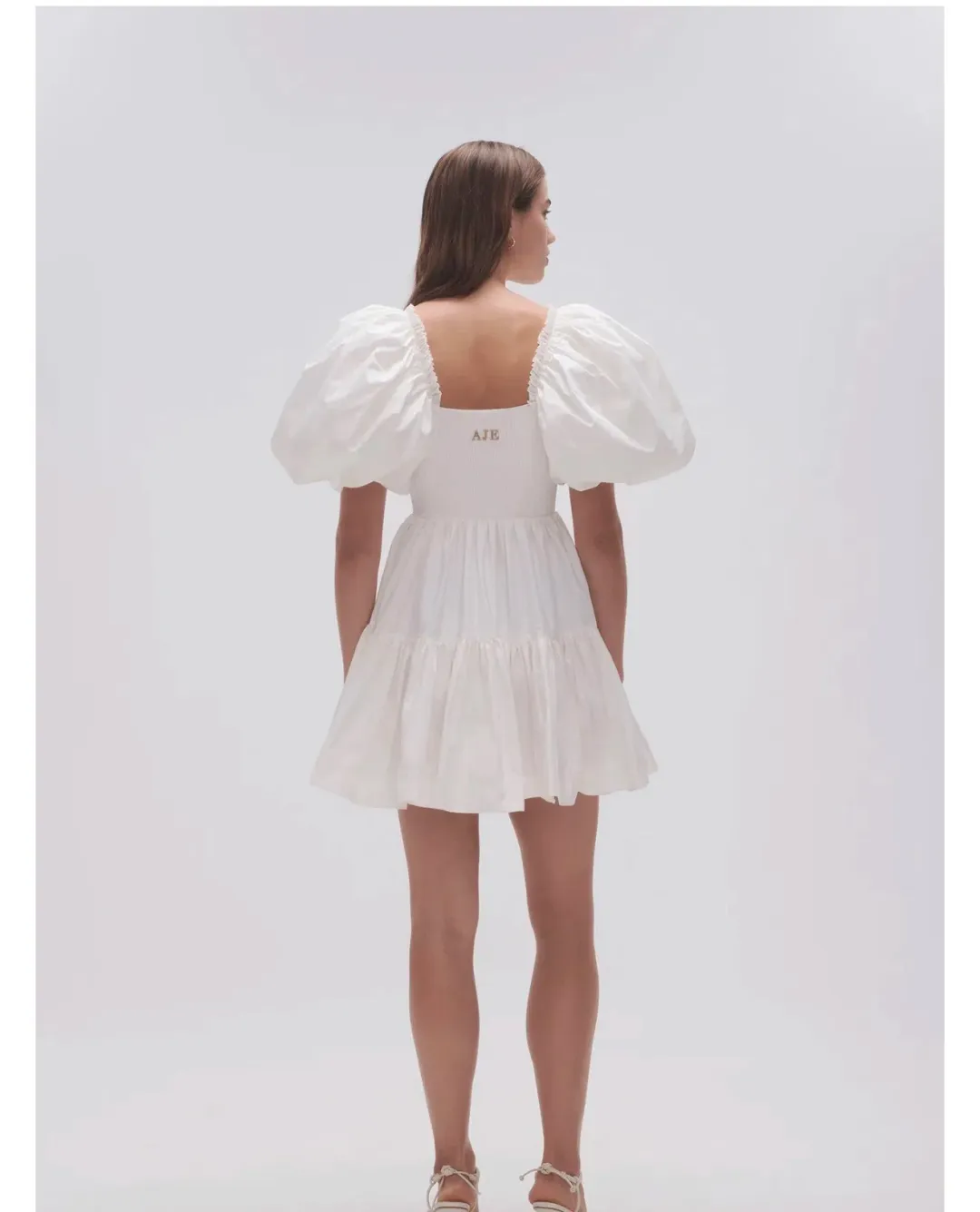 AJE Casa Puff Sleeve Mini Dress – Ivory Size 16 for rent on The Volte - main image