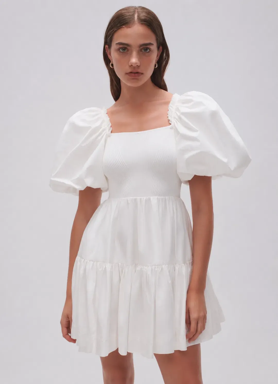 AJE Casa Puff Sleeve Mini Dress – Ivory Size 16 for rent on The Volte - main image