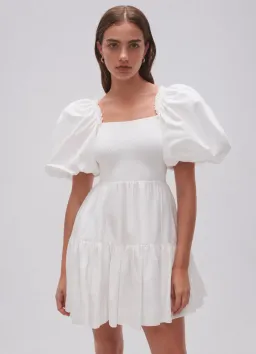 AJE Casa Puff Sleeve Mini Dress – Ivory Size 16 for rent on The Volte - image 1