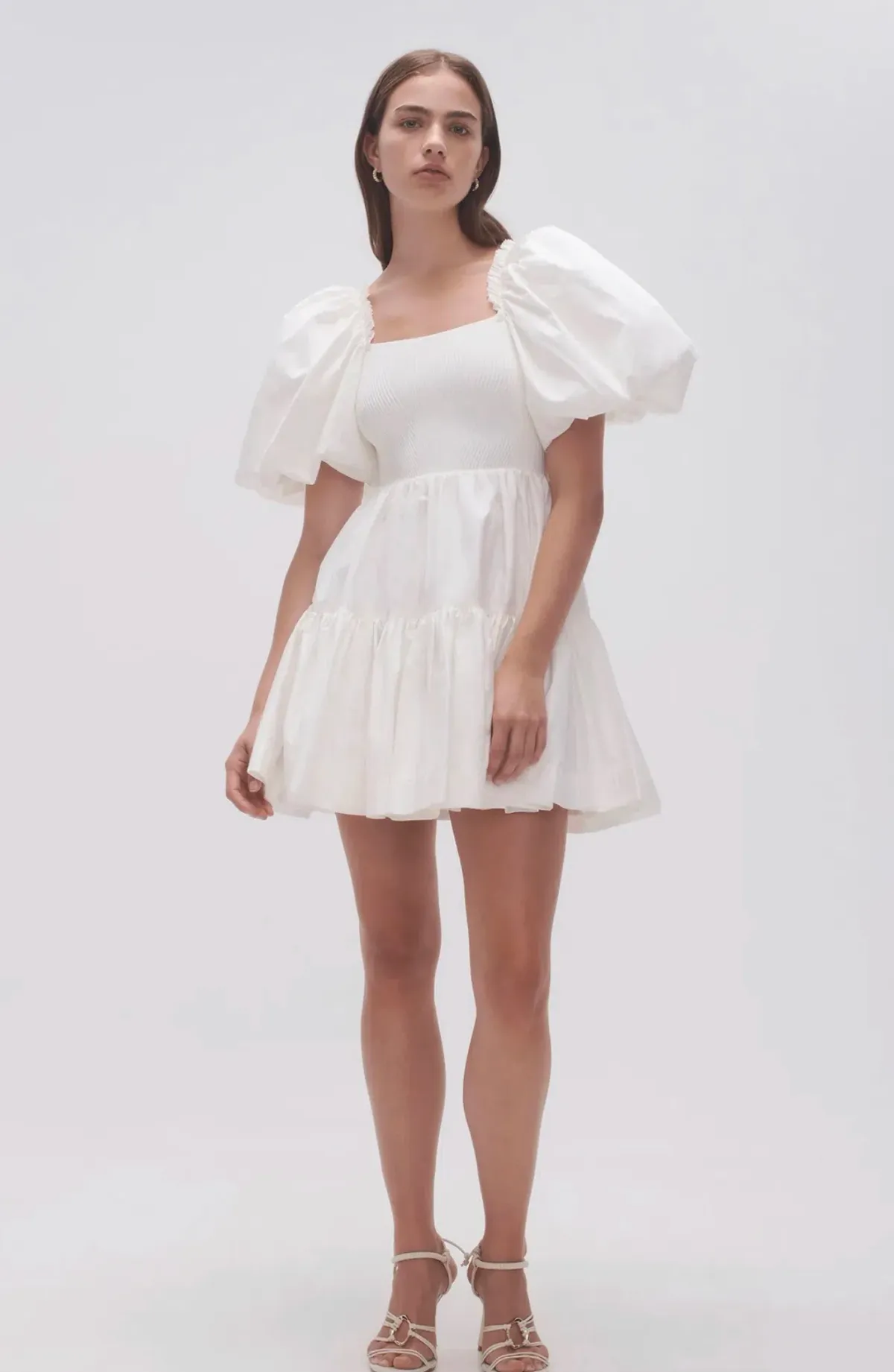 AJE Casa Puff Sleeve Mini Dress – Ivory Size 16 - Image 5