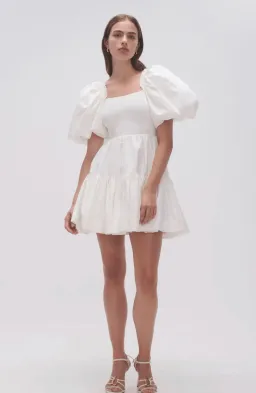 AJE Casa Puff Sleeve Mini Dress – Ivory Size 16 for rent on The Volte - image 5