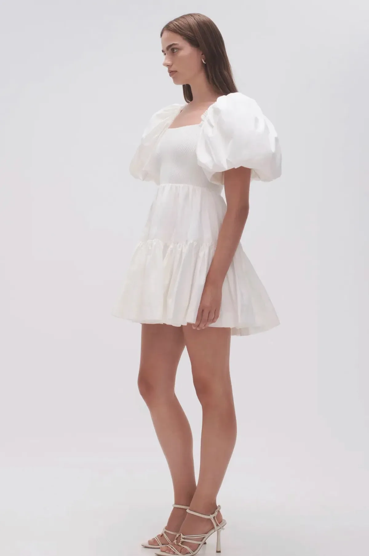 AJE Casa Puff Sleeve Mini Dress – Ivory Size 16 - Image 6