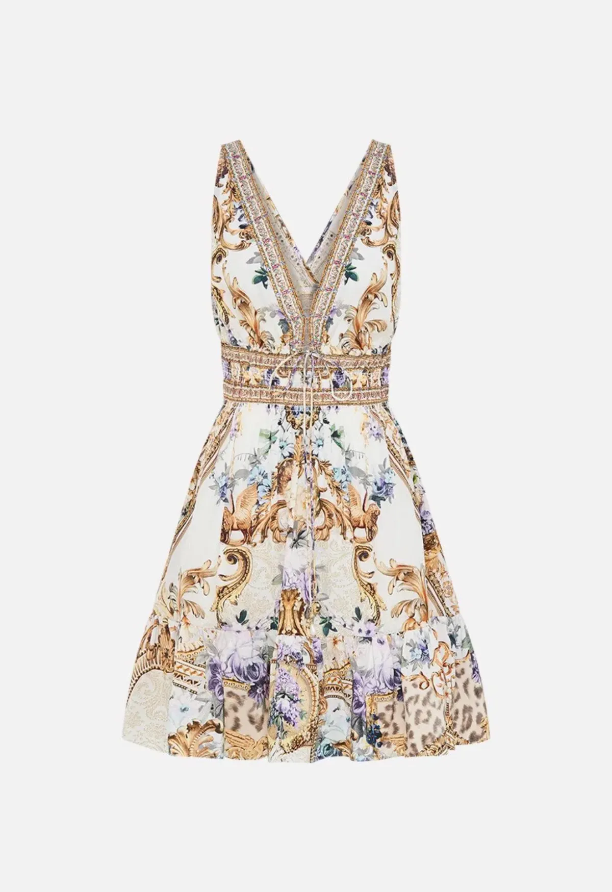 CAMILLA Shirred Waist Detail Mini Dress — Palazzo Play Date Size L - Image 3