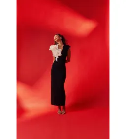 Elliatt Zahara V-Neck Gown in Black Size L/AU 12 for rent on The Volte - image 2