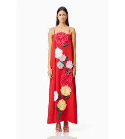 Elliatt Buttercup Embroidered Maxi Dress In Red Size L/AU 12 for rent on The Volte - image 1