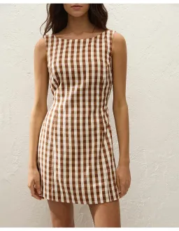 Faithfull the Brand Sofia Mini Dress M Gingham Cedar for rent on The Volte - image 1
