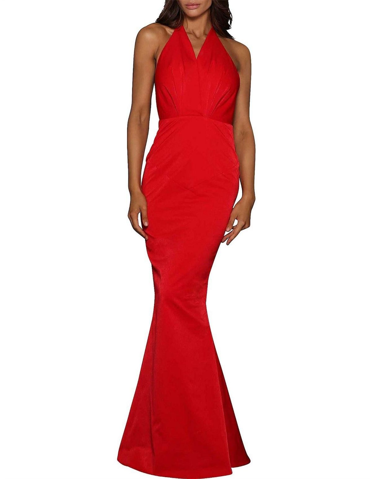 ELLE ZEITOUNE Sultry Halter Complimented by a Low Back Red Size 14 for rent on The Volte - main image