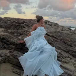 💧AJE Pandorea Layered Maxi Dress – Silver Blue – Size 8 Formal Tiered Gown 💧 for rent on The Volte - image 3