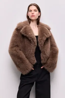 AJE Reese Cropped Lux Faux Fur Jacket for rent on The Volte - image 4