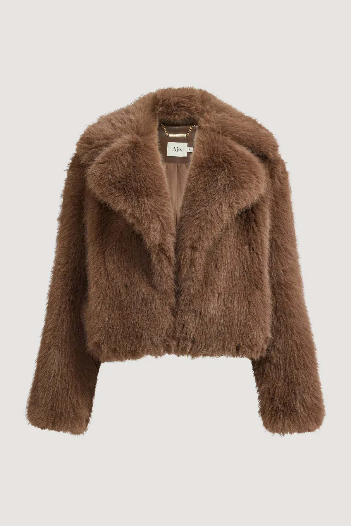 AJE Reese Cropped Lux Faux Fur Jacket for rent on The Volte - main image