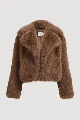 AJE Reese Cropped Lux Faux Fur Jacket for rent on The Volte - image 1