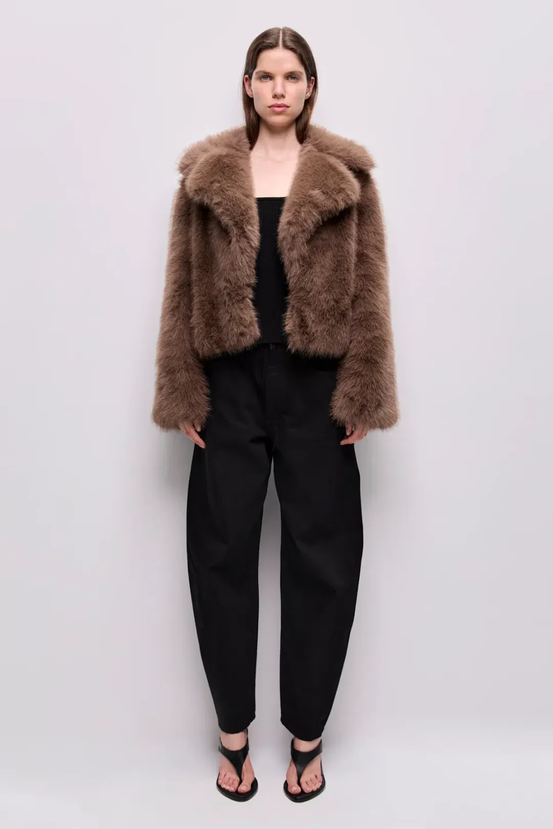 AJE Reese Cropped Lux Faux Fur Jacket for rent on The Volte - main image