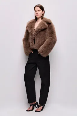 AJE Reese Cropped Lux Faux Fur Jacket for rent on The Volte - image 2