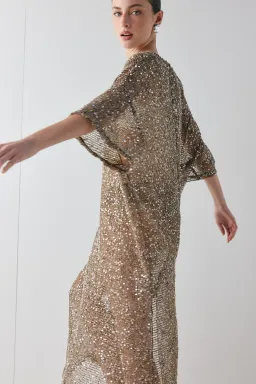 VRG GRL Ivette Sequin Midi Dress – Mocha for rent on The Volte - image 4