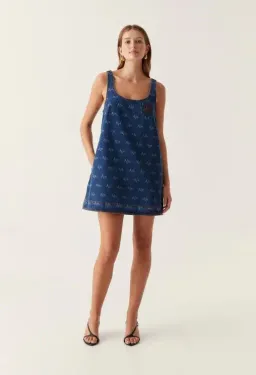 AJE Ratio Logo Denim Mini Dress Size 8 for rent on The Volte - image 4