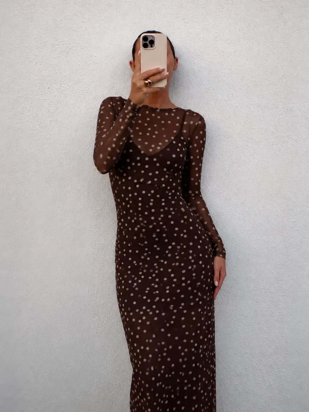 By Nicola Luca Maxi Dress – Chocolate Polka Size 8 for rent on The Volte - main image