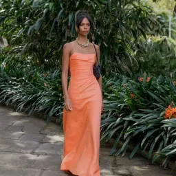 AJE Clarice Draped Maxi Dress – Sunset Orange Size 10 for rent on The Volte - image 2