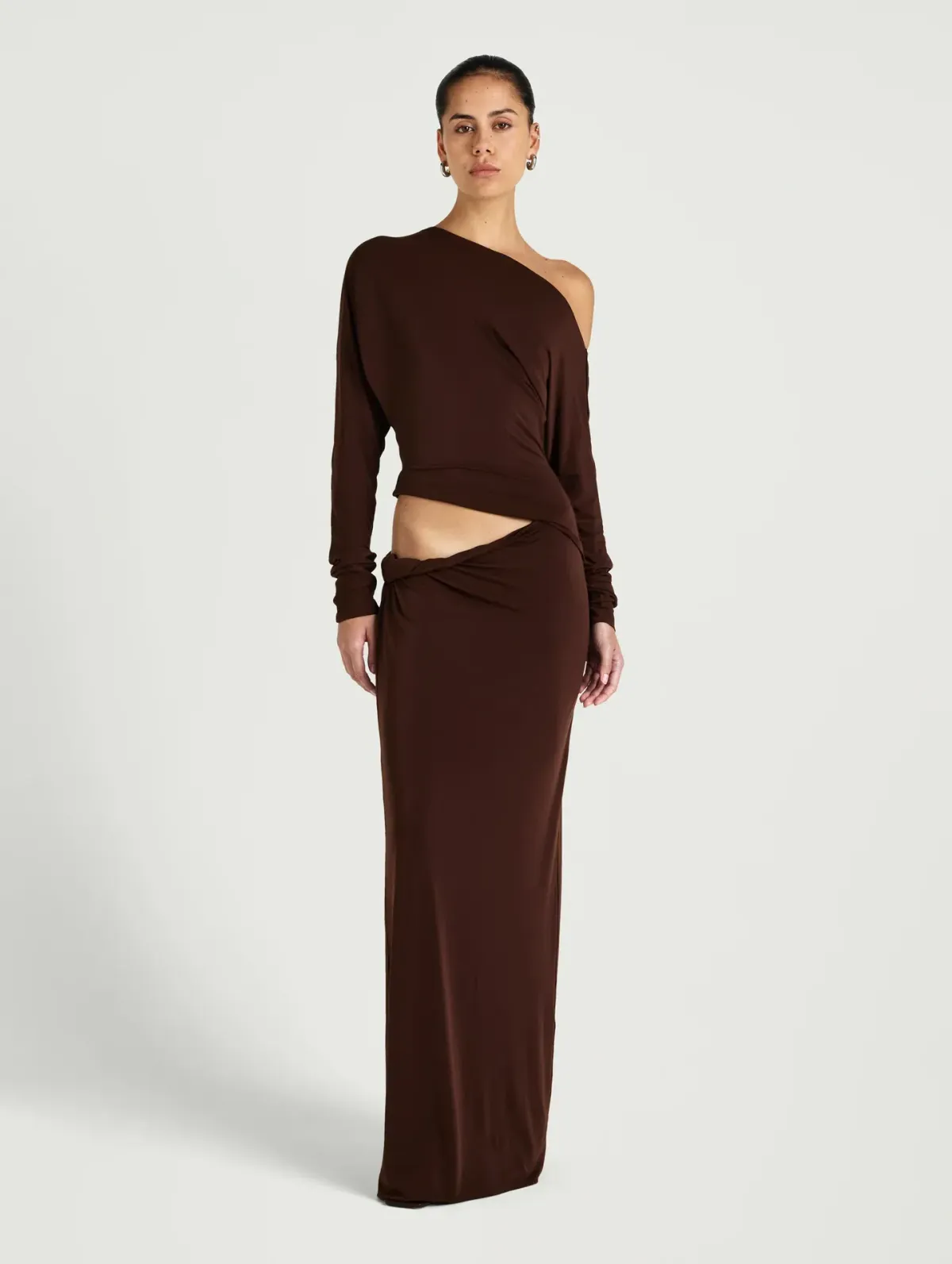 Benni Enya Maxi Dress size 16 Chocolate Brown for rent on The Volte - main image