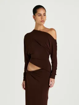 Benni Enya Maxi Dress size 16 Chocolate Brown for rent on The Volte - image 3
