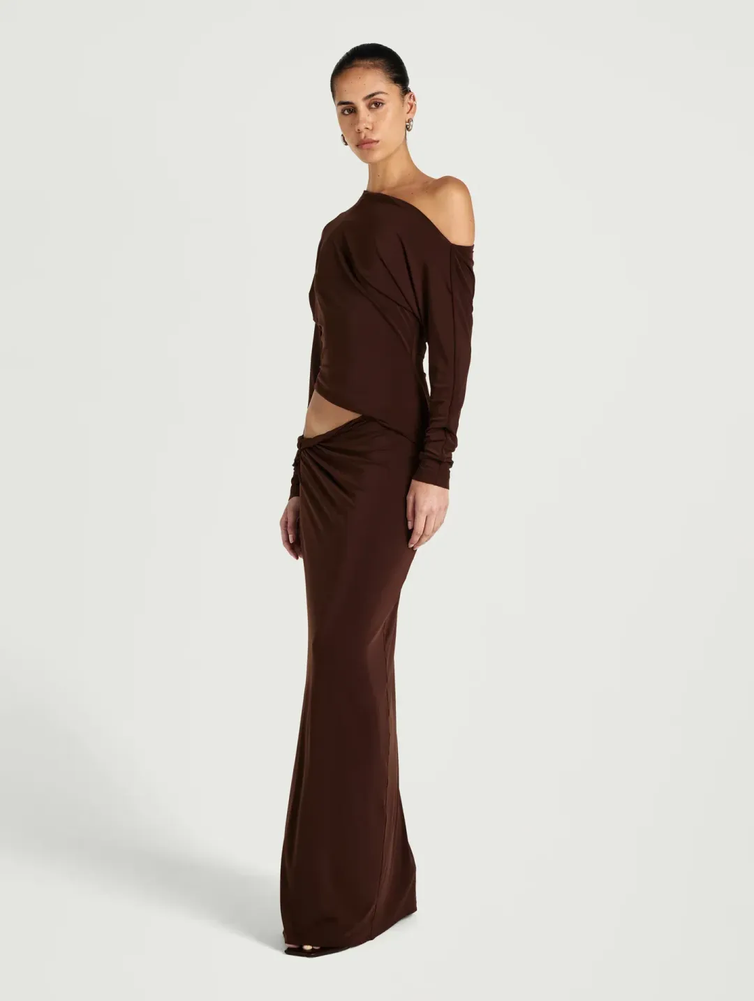 Benni Enya Maxi Dress size 16 Chocolate Brown for rent on The Volte - main image