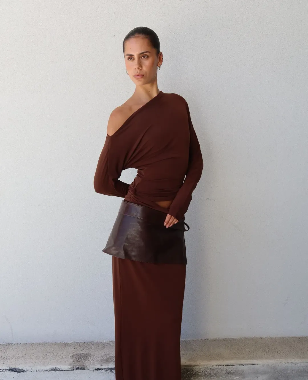 Benni Enya Maxi Dress Chocolate Brown Size 6 for rent on The Volte - main image