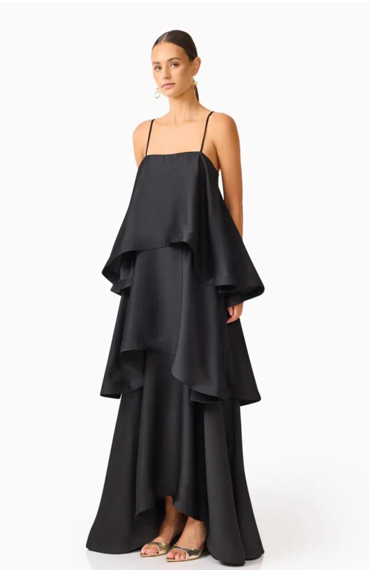 Elliatt Tilly Tiered Maxi Dress in Black sz 10 - Image 2