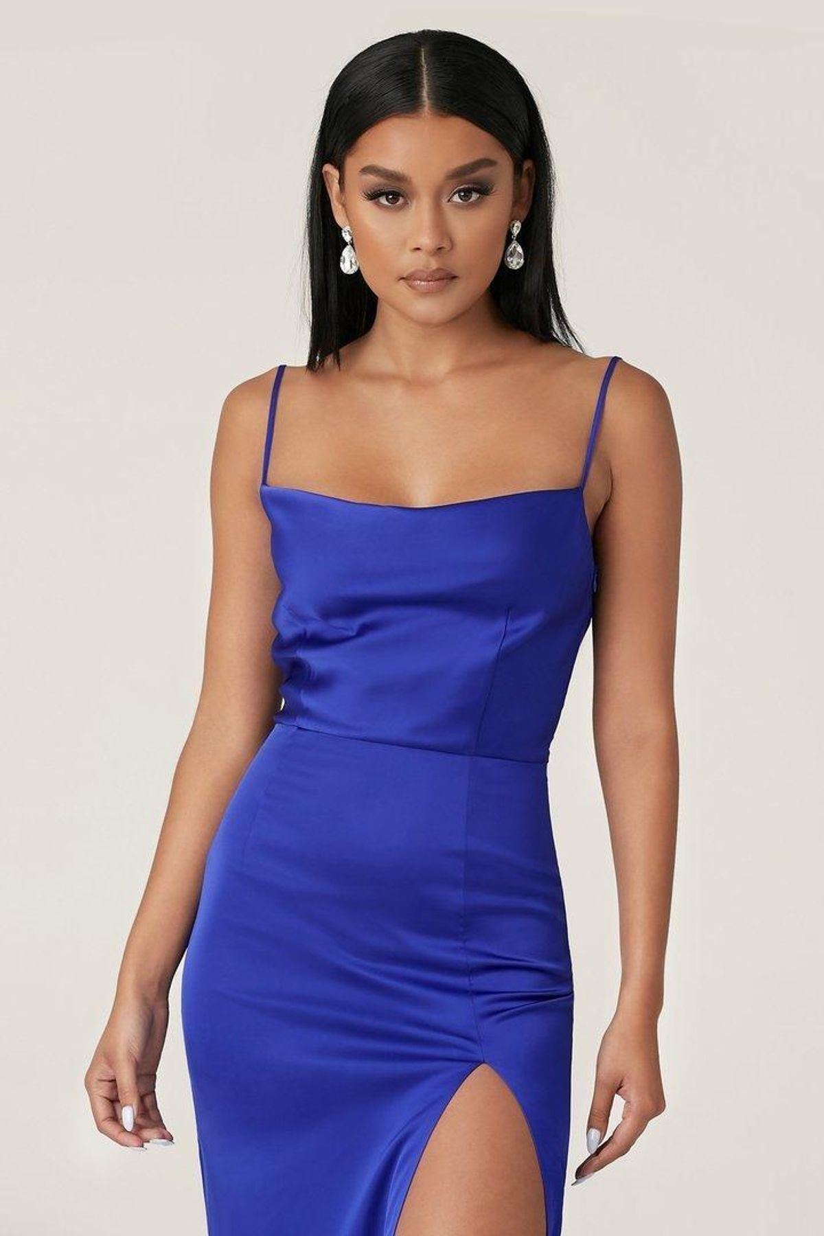 Meshki Kimberly Cowl Front Midi Dress Blue Size 8 - Image 5