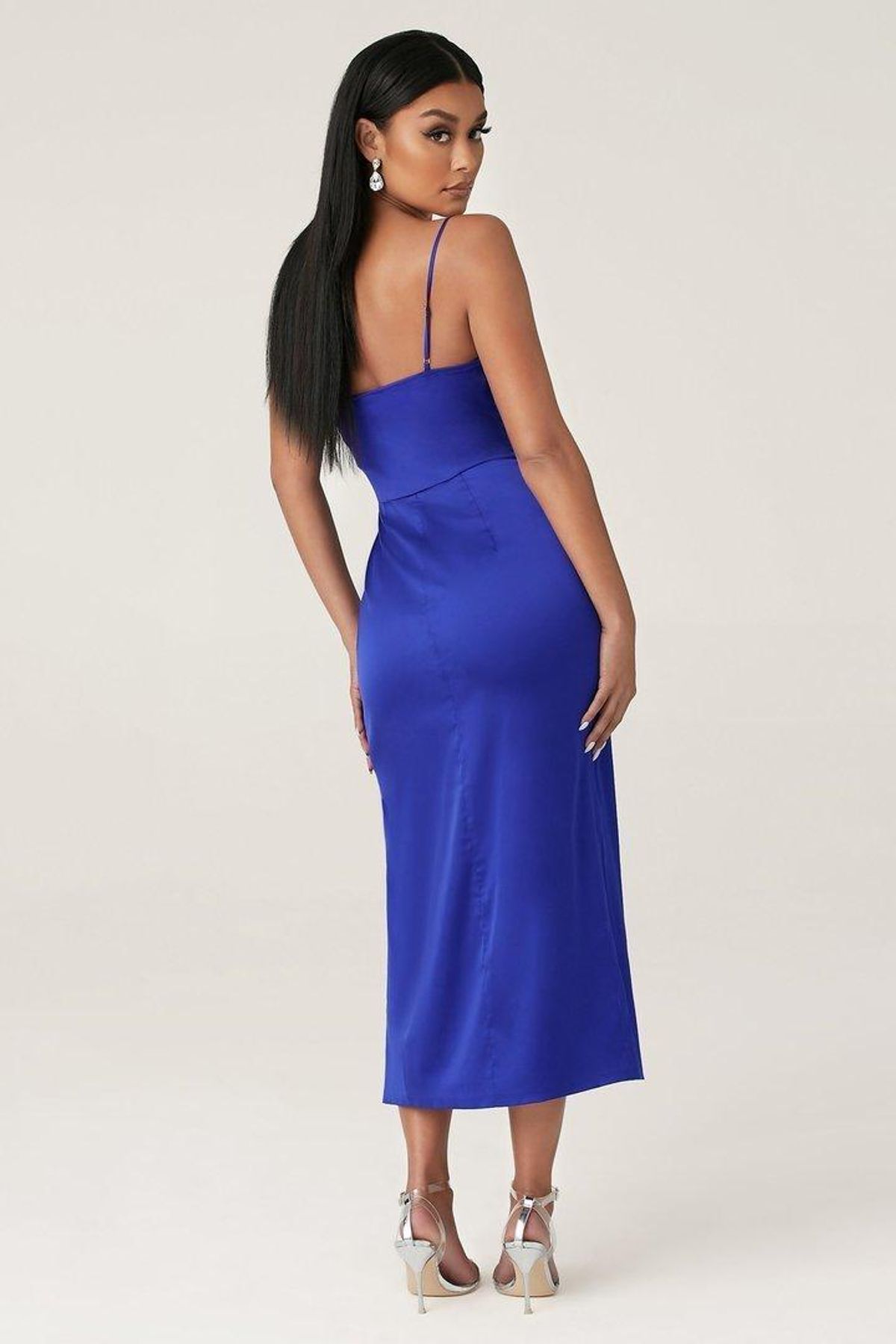 Meshki Kimberly Cowl Front Midi Dress Blue Size 8 - Image 2
