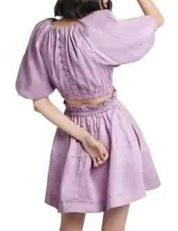 Aje Solitude Lilac Puff Sleeve Cut Out Mini Dress Purple Size 8 for rent on The Volte - image 2