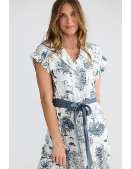 Brave + True Portia Slate Toile Belted Midi Dress M for rent on The Volte - image 2