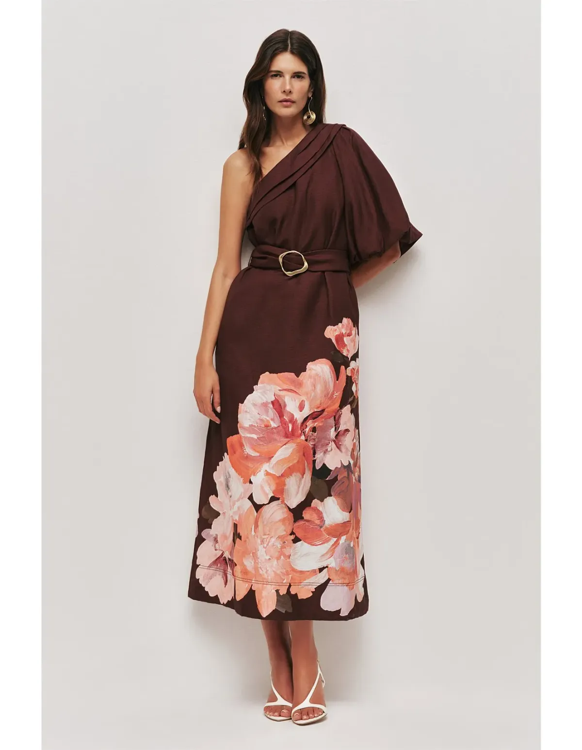 Aje Magnolia Midi Dress Size 10 AU Rosa Bold Choc - Image 1