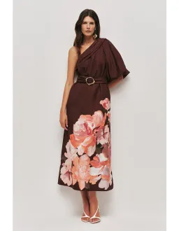 Aje Magnolia Midi Dress Size 10 AU Rosa Bold Choc for rent on The Volte - image 1