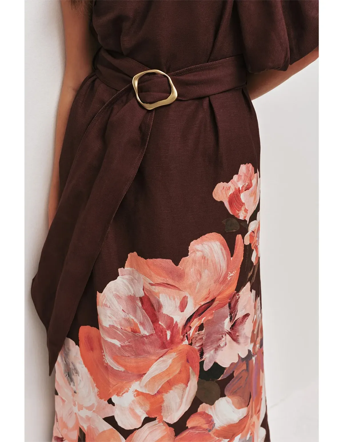 Aje Magnolia Midi Dress Size 10 AU Rosa Bold Choc - Image 3