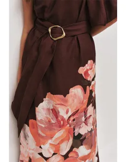 Aje Magnolia Midi Dress Size 10 AU Rosa Bold Choc for rent on The Volte - image 3