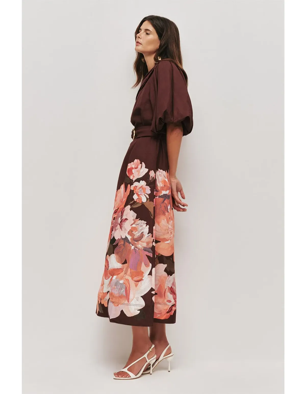 Aje Magnolia Midi Dress Size 10 AU Rosa Bold Choc - Image 4