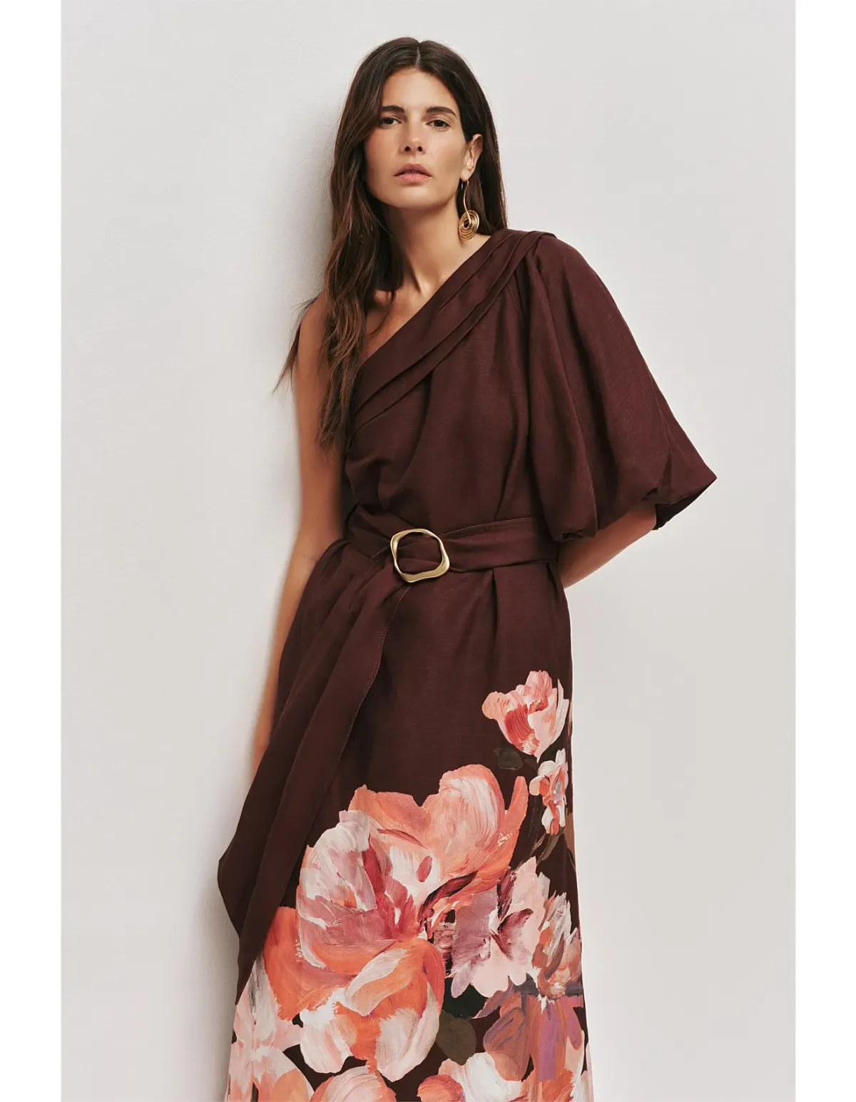 Aje Magnolia Midi Dress Size 10 AU Rosa Bold Choc - Image 2