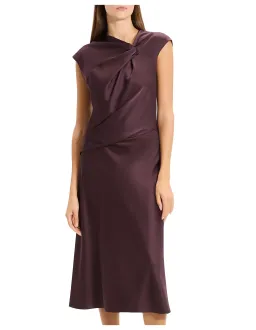 Theory Twist Bodice Satin Dress Size 12 Deep Plum for rent on The Volte - image 1