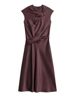 Theory Twist Bodice Satin Dress Size 12 Deep Plum for rent on The Volte - image 5