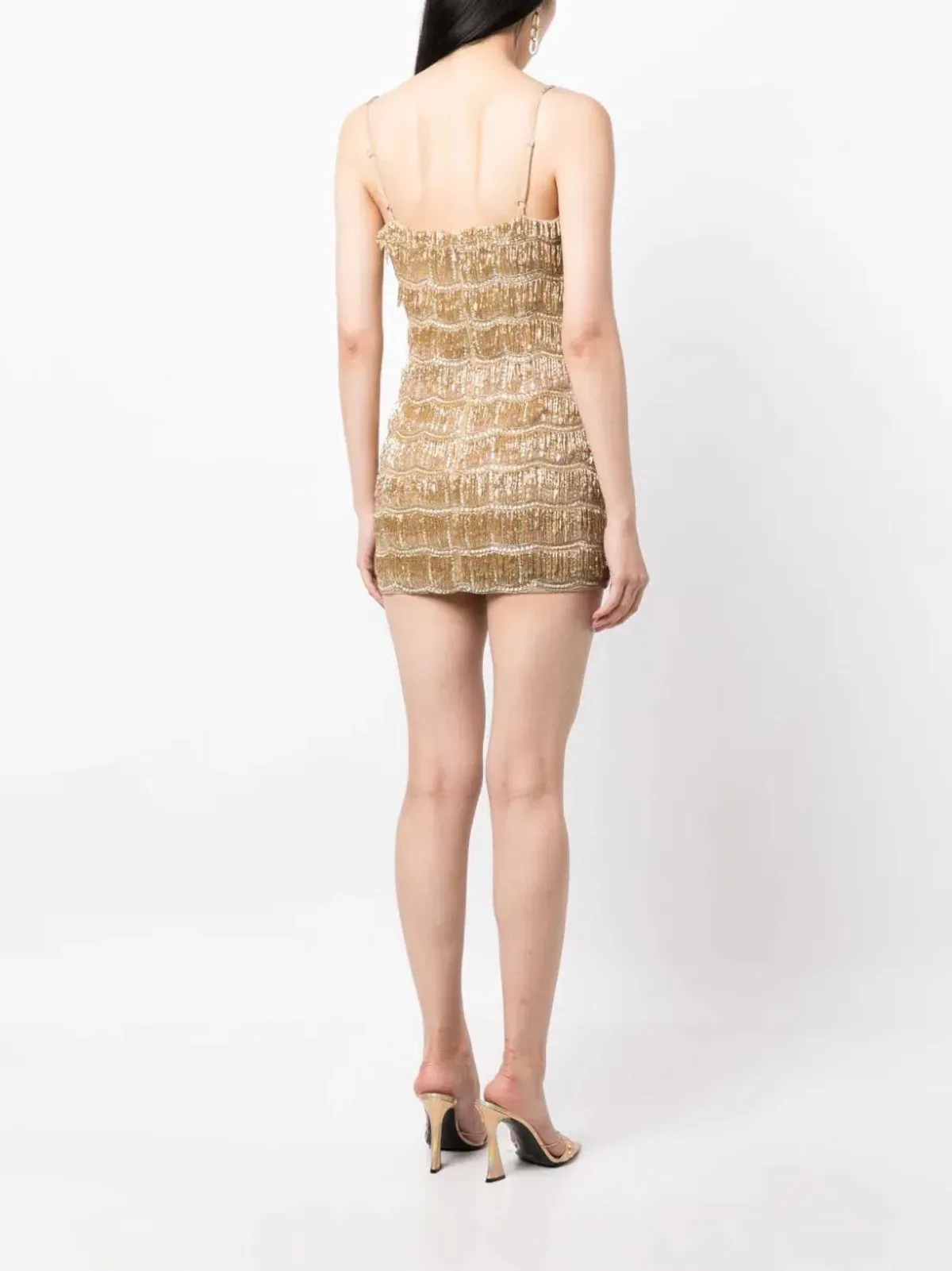 Rachel Gilbert Sadie Mini Dress Gold Size 8 - Image 3