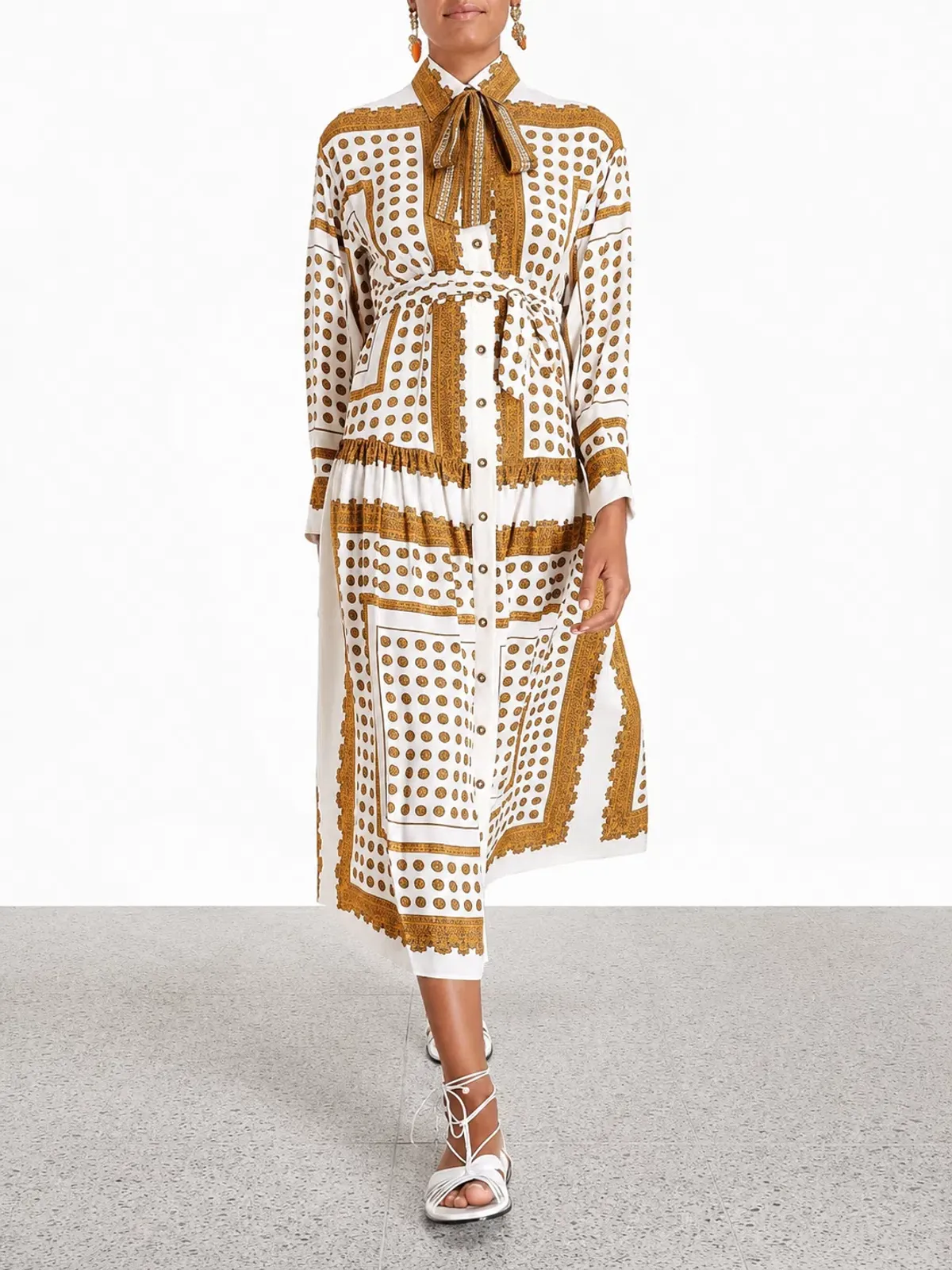 Zimmermann Dot Scarf Midi Shirt Dress Size 1 AU 10 - Image 1