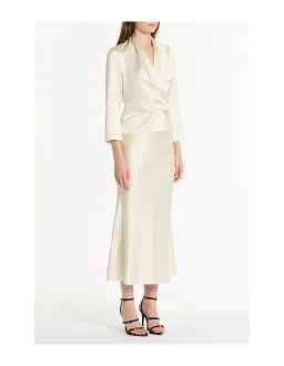 Carla Zampatti Ivory Satin Three Quarter Sleeve Top Size 12 for rent on The Volte - image 3