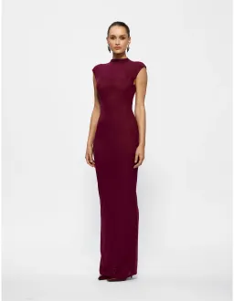 Effie Kats Caldwell Soft Mesh Cap Sleeve Maxi Dress L Burgundy for rent on The Volte - image 2
