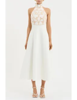 Rebecca Vallance Parrish Midi Dress Size 8 Ivory for rent on The Volte - image 1