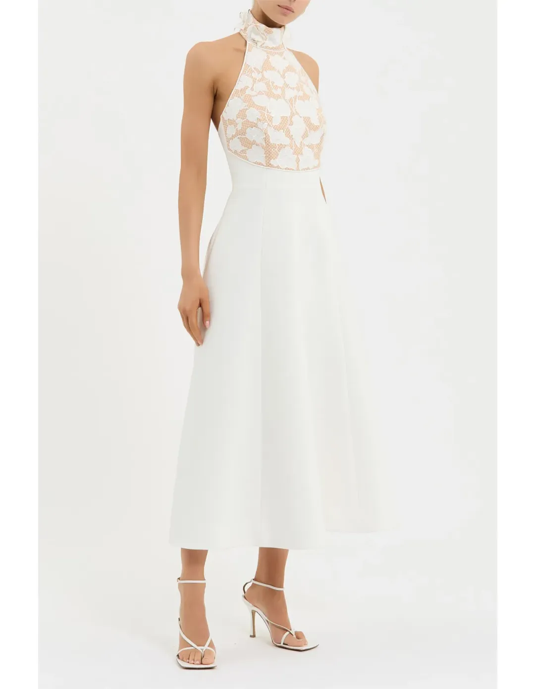Rebecca Vallance Parrish Midi Dress Size 8 Ivory for rent on The Volte - main image