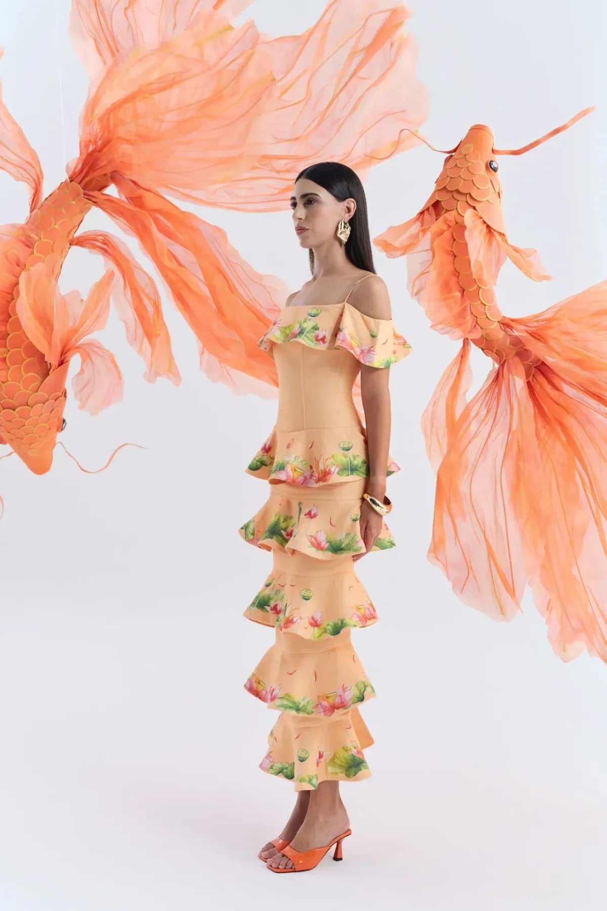 Justin Tong Nirvana Maxi Dress in Orange Tropical Print - Image 2