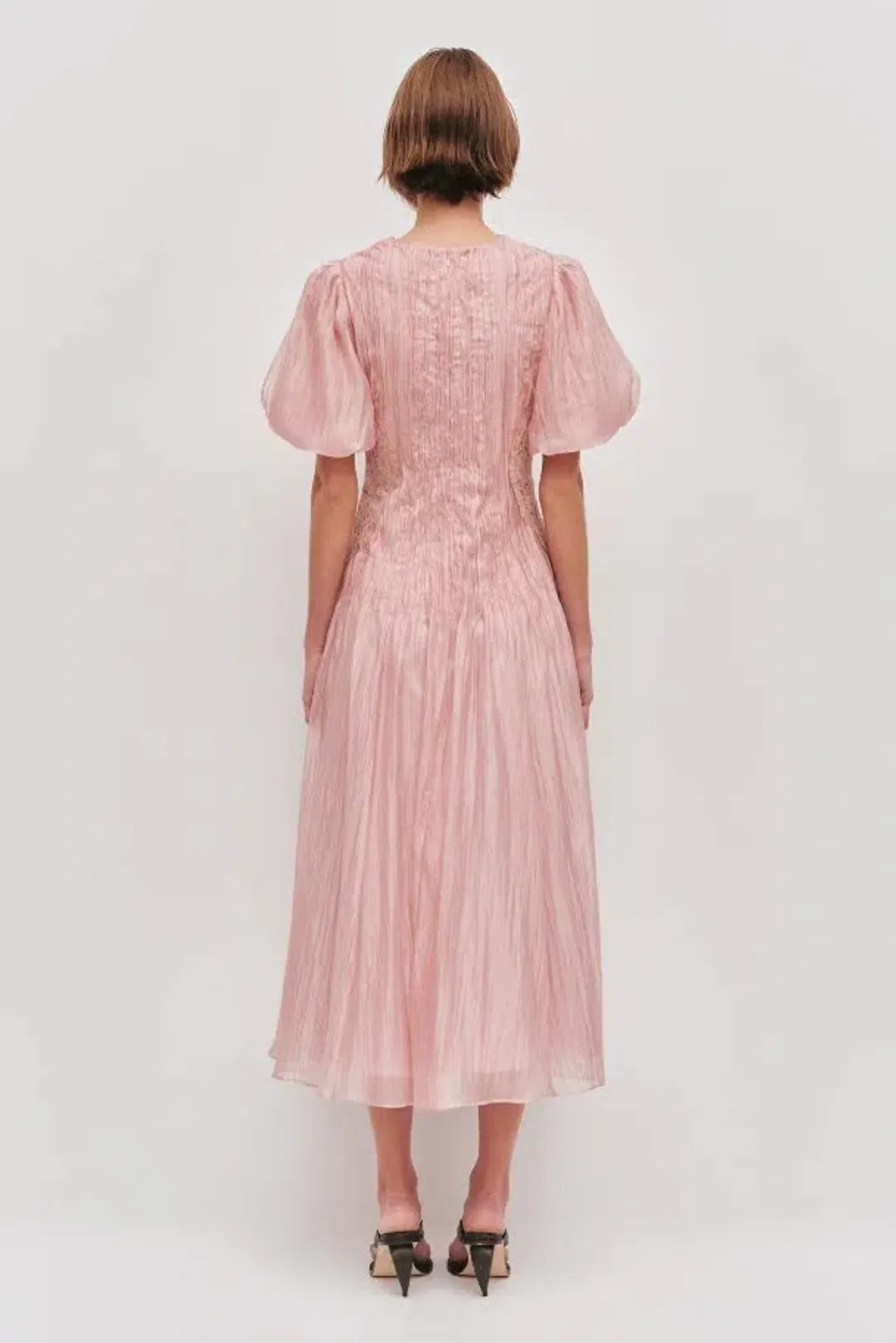 🌸NEW AJE Ophelia Lace Midi Dress – Fawn Pink – Size 10 AU Gown🌸 for rent on The Volte - main image