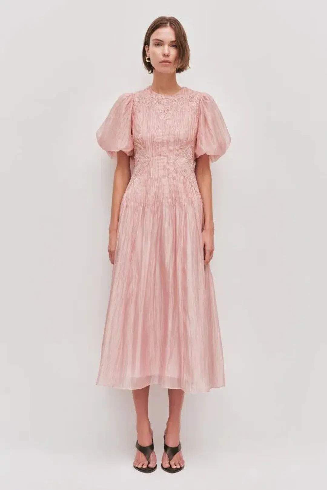 🌸NEW AJE Ophelia Lace Midi Dress – Fawn Pink – Size 10 AU Gown🌸 for rent on The Volte - main image