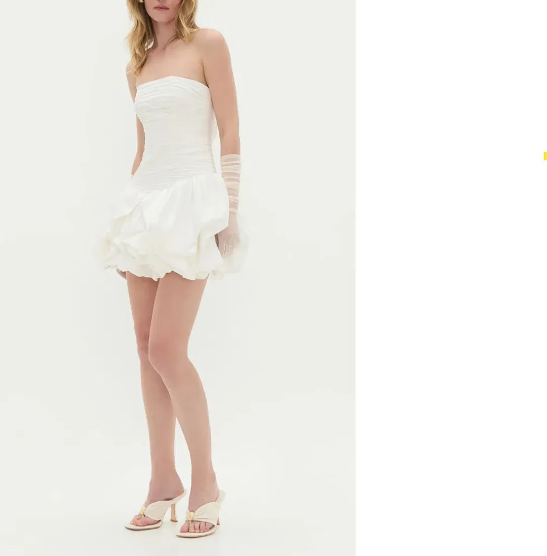 Aje Violette Bubble Hem Mini Dress Ivory Size 8 for rent on The Volte - main image
