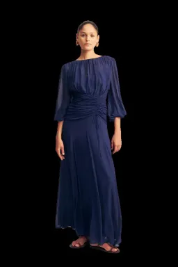 Shona Joy Romy High Neck Balloon Sleeve Maxi Dress Midnight Blue Size 18 for rent on The Volte - image 1