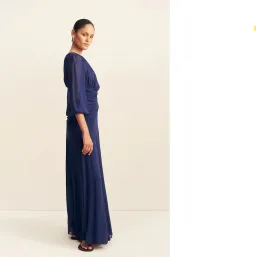 Shona Joy Romy High Neck Balloon Sleeve Maxi Dress Midnight Blue Size 18 for rent on The Volte - image 3